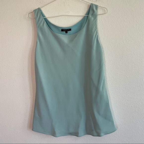 LAFAYETTE 148 PETITE BLUE SILK TOP - Picture 1 of 5